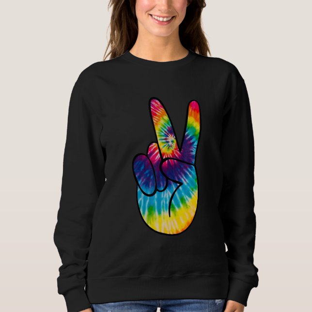 Sweatshirt Tie Dye Peace Sign Hand  Hippies V   1 (Devant)
