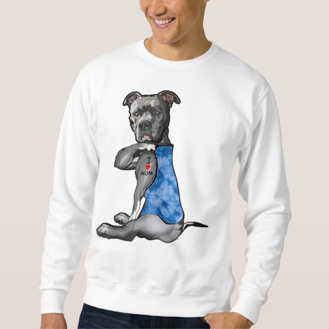 Sweatshirt Tie Dye PitBull - I Love Maman Pitbull Tattoo Moth (Devant)