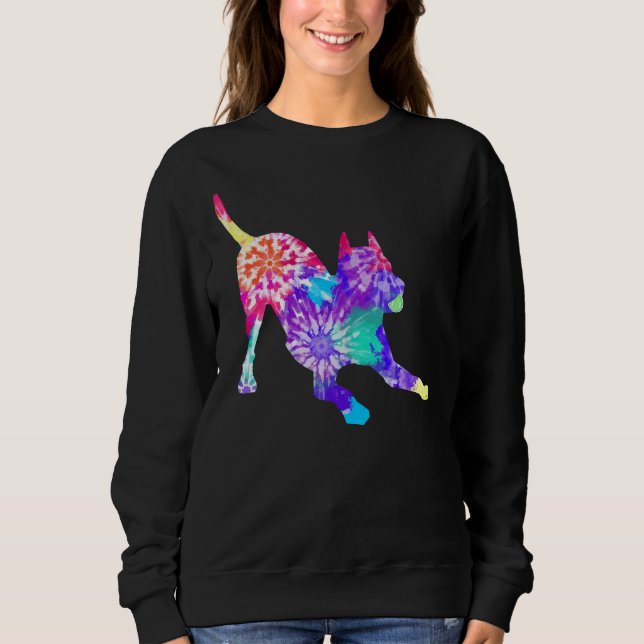 Sweatshirt Tie Dye Pitbull Jouer Bow (Devant)
