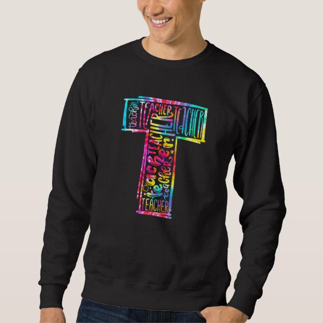 Sweatshirt Tie Dye Professeur Typographie Enseignant Premier  (Devant)