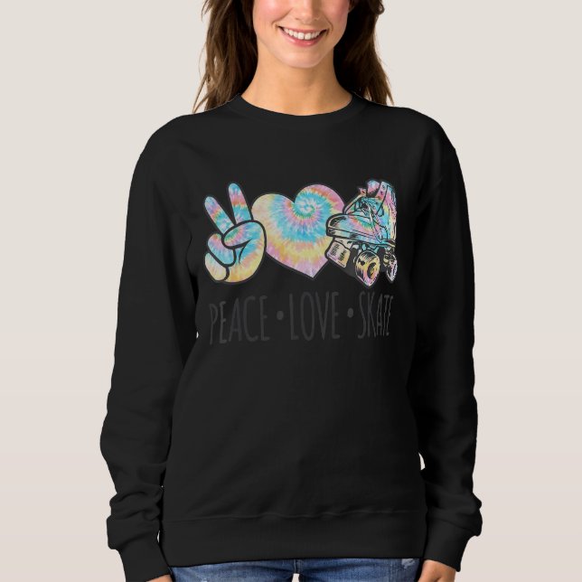 Sweatshirt Tie Dye Roller Patinage Pour Filles Ados Peace Lov (Devant)