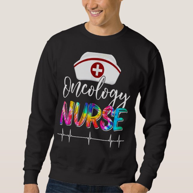 Sweatshirt Tie Dye Stethoscope Oncologie Infirmière Journée I (Devant)