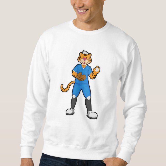 Sweatshirt Tiger au baseball avec gant et Casquette de baseba (Devant)