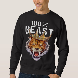 Sweatshirt Tiger Beast Crown Animal Workout Gym Motivation Fi