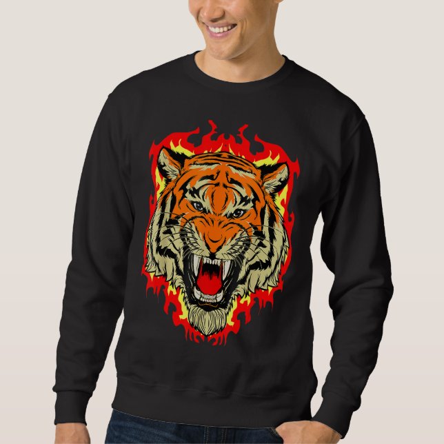 Sweatshirt Tiger Big Chat Bengal Wildcat Predator animal Cool (Devant)