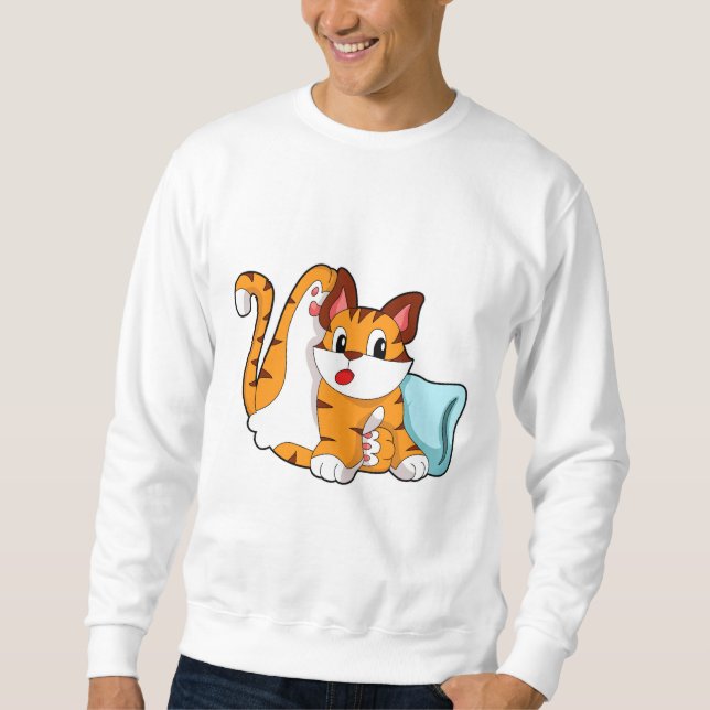 Sweatshirt Tiger chat avec Coussin (Devant)
