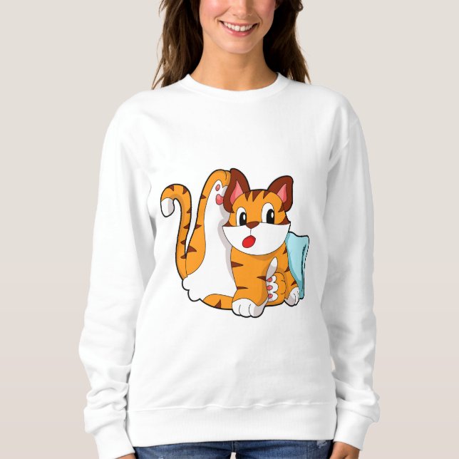 Sweatshirt Tiger chat avec Coussin (Devant)