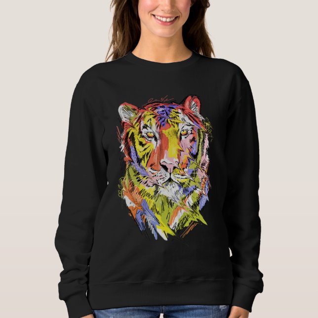 Sweatshirt Tiger colourful animal art animal lovers (Devant)