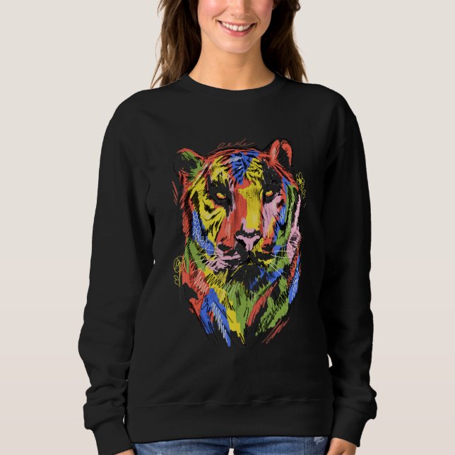 Sweatshirt Tiger colourful animal art animal lovers tiger_1 (Devant)