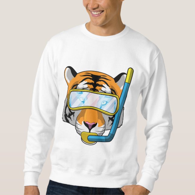 Sweatshirt Tiger comme plongeur avec tuba (Devant)