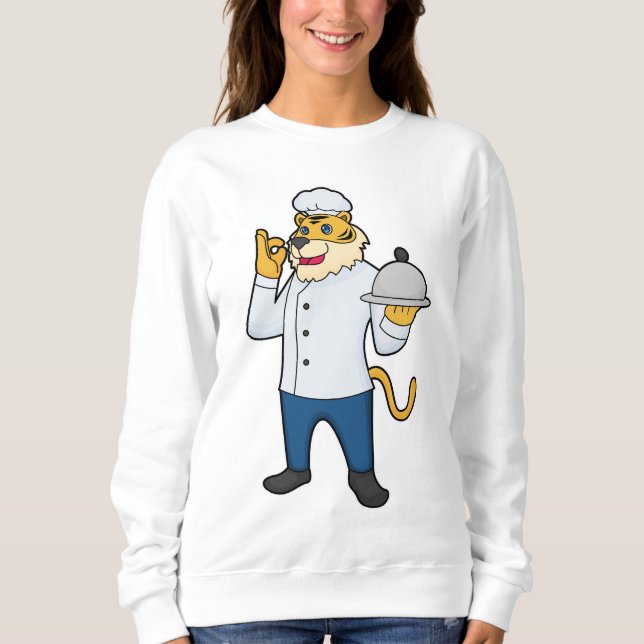 Sweatshirt Tiger Cook Chef hat Platter (Devant)