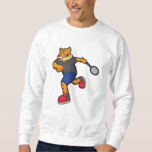 Sweatshirt Tiger en tant que joueur de tennis avec raquette d