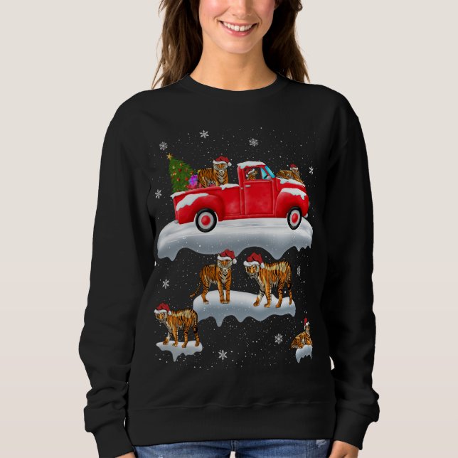 Sweatshirt Tiger équitation Camion Rouge Joyeux Noël Noël X m (Devant)