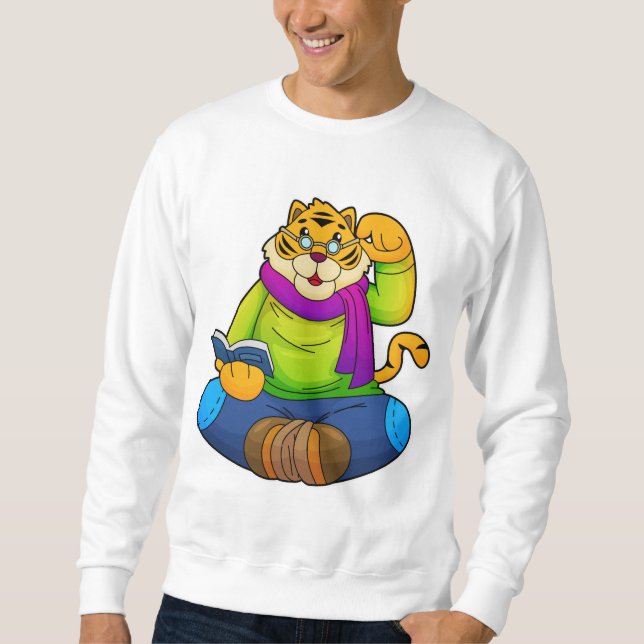Sweatshirt Tiger Nerd avec Livre (Devant)