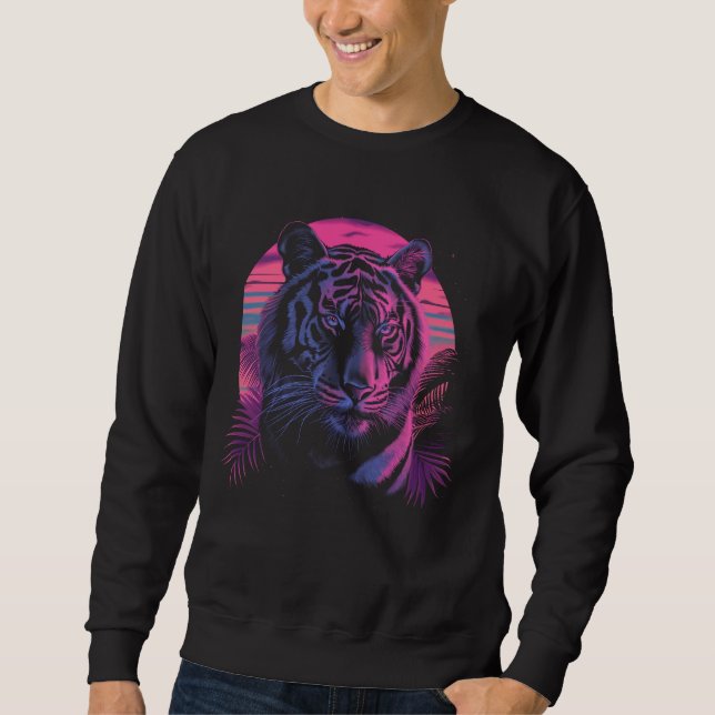 Sweatshirt Tiger Vaporwave Aesthétique Vintage Synthwave 80s  (Devant)