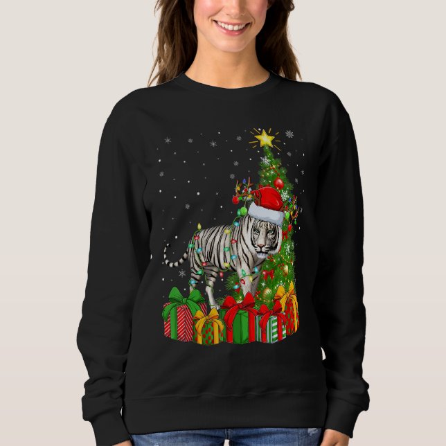 Sweatshirt Tiger   Xmas Holiday Santa White Tiger Christmas T (Devant)