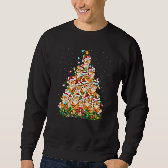 Sweatshirt Tiger  Xmas Lights Santa Tiger Christmas Tree (Devant)