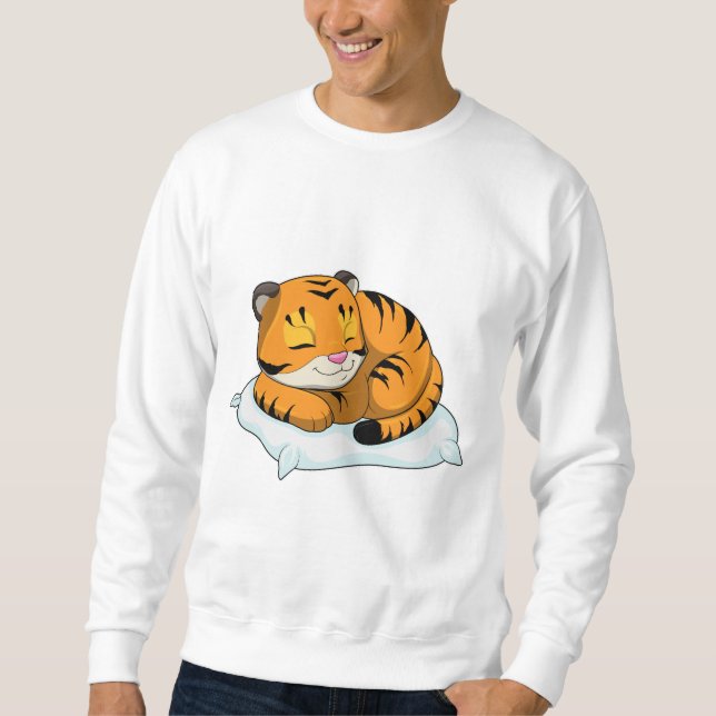 Sweatshirt Tigre au coucher avec Coussin (Devant)