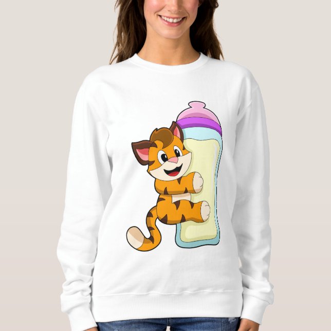Sweatshirt Tigre avec Bébé bouteille de lait (Devant)