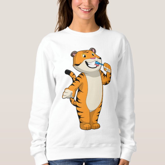 Sweatshirt Tigre avec brosse à dents (Devant)