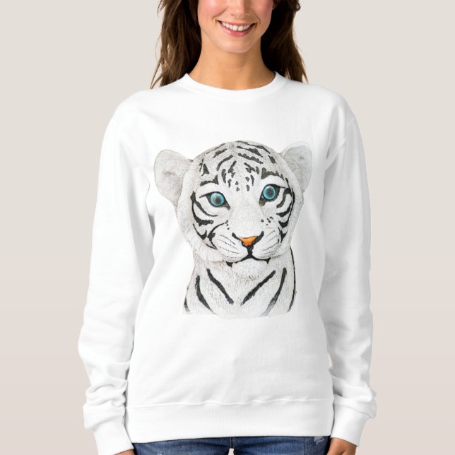 Sweatshirt Tigre blanc croustillant - Art faunique mignon (Devant)