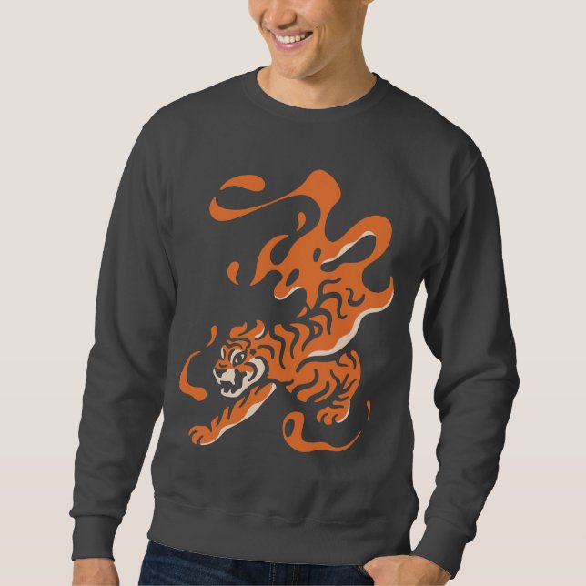 Sweatshirt Tigre de Feu : Conception audacieuse asiatique (Devant)