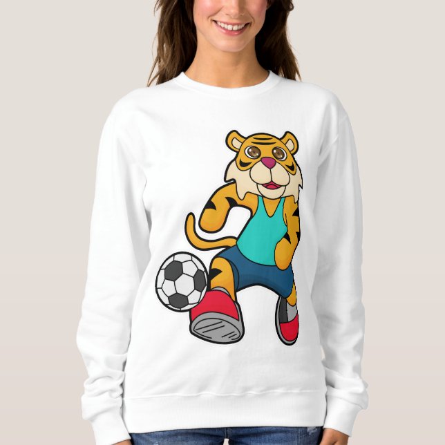Sweatshirt Tigre en joueur de football avec balle de football (Devant)