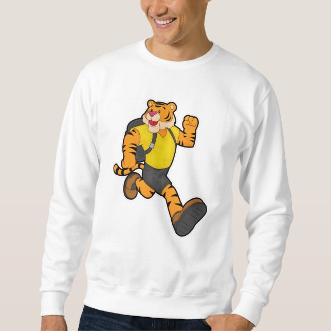 Sweatshirt Tigre en marche avec sac à dos (Devant)
