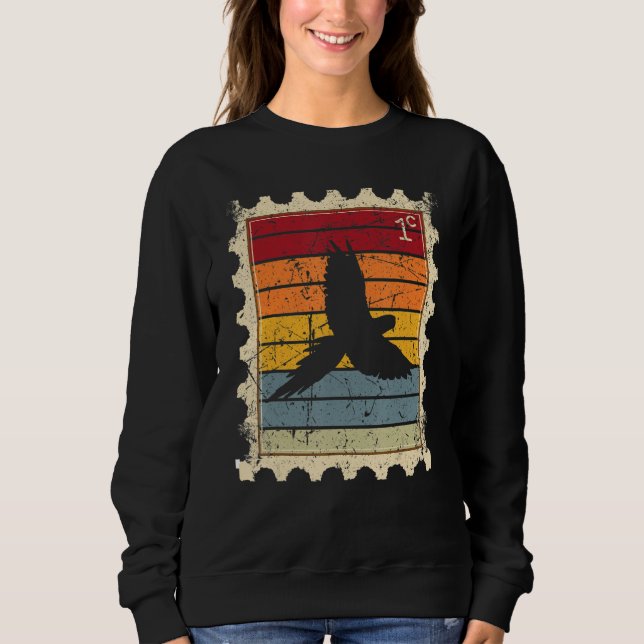 Sweatshirt Timbre avec un ara perroquet au coucher du soleil (Devant)