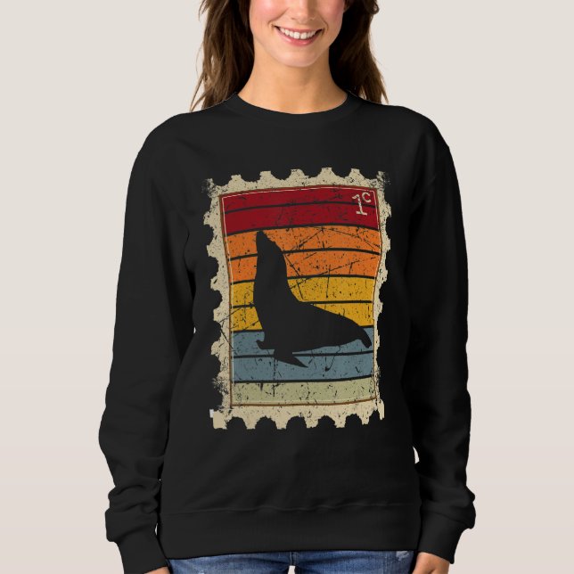 Sweatshirt Timbre avec un phoque de port au coucher du soleil (Devant)