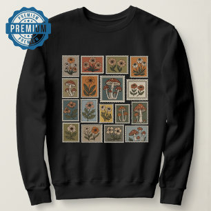Sweatshirt Timbre botanique vintage avec fleurs et champignon