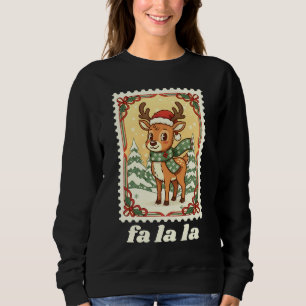 Sweatshirt Timbre de Noël Fa La La en forme de renne