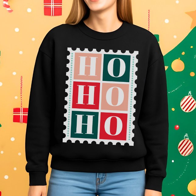 Sweatshirt Timbre de Noël Rétro Ho Ho Ho (Créateur téléchargé)