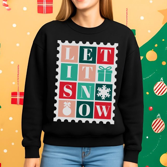 Sweatshirt Timbre de Noël Rétro Laissez Tomber la Neige (Créateur téléchargé)
