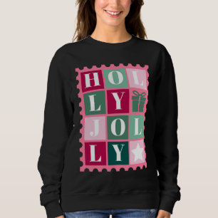 Sweatshirt Timbre de Noël Rose Holly Jolly