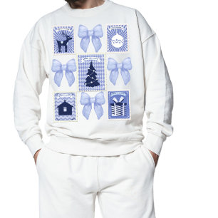 Sweatshirt Timbre postal de Noël Coquette bleu