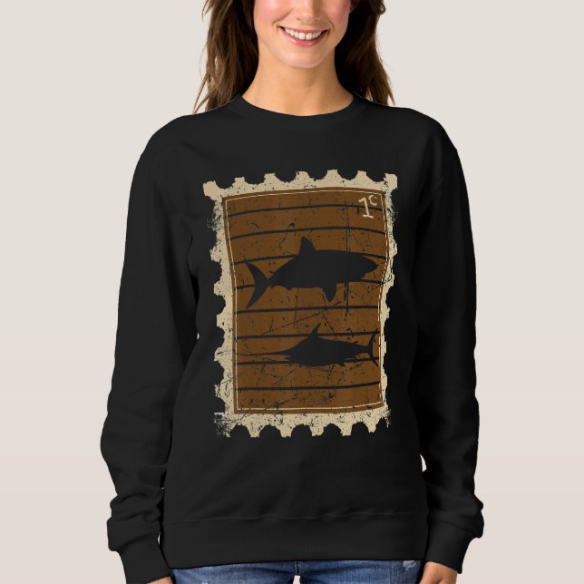 Sweatshirt Timbre-poste avec des requins (Devant)