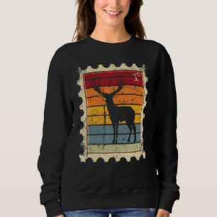 Sweatshirt Timbre-Poste Avec Un Cerf Au Coucher Du Soleil