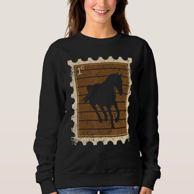 Sweatshirt Timbre-poste avec un cheval 3 (Devant)
