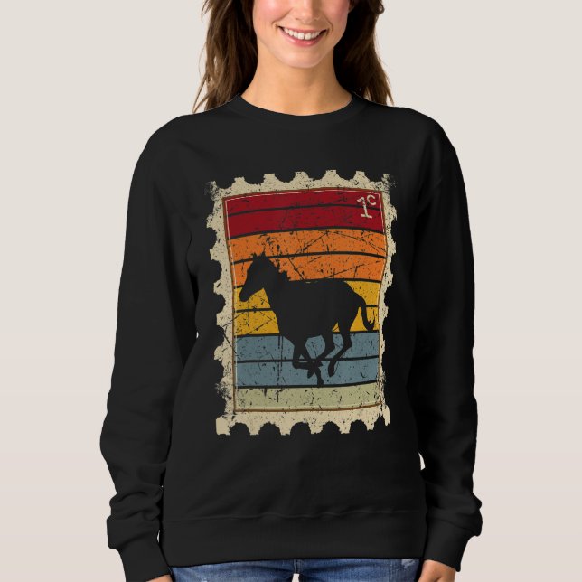 Sweatshirt Timbre-Poste Avec Un Cheval Au Galop Au Soleil Cou (Devant)