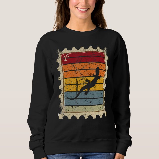 Sweatshirt Timbre-poste avec un gecko au coucher du soleil 1 (Devant)