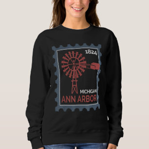 Sweatshirt Timbre-poste avec une vieille éolienne à Ann Arbo