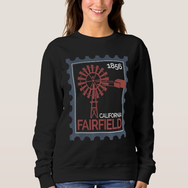 Sweatshirt Timbre-poste avec une vieille éolienne à Fairfiel (Devant)
