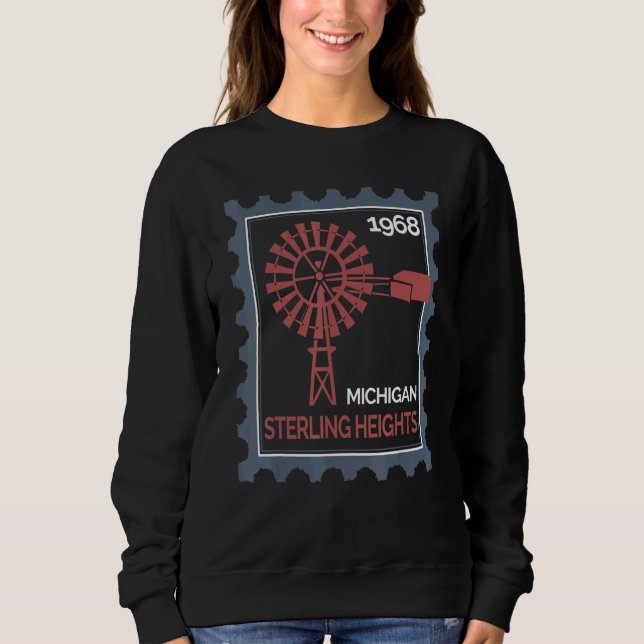 Sweatshirt Timbre-poste avec une vieille éolienne à Sterling (Devant)
