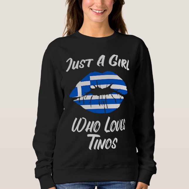 Sweatshirt Tinos Lips Mouth Love Greek Flag (Devant)