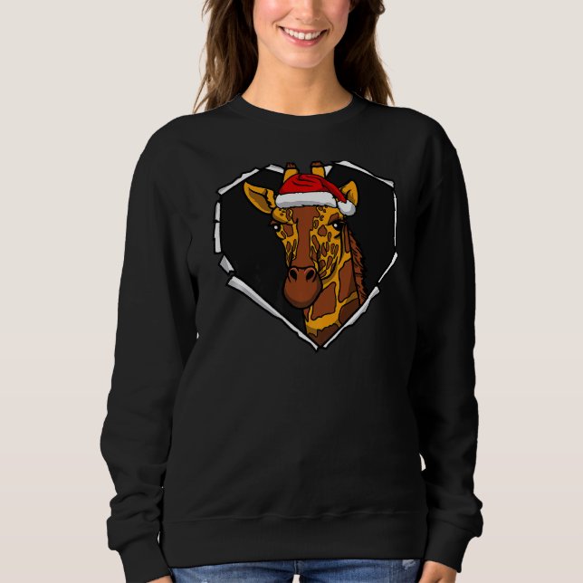 Sweatshirt Tissu déchiré Giraffe Visage avec le Casquette de  (Devant)