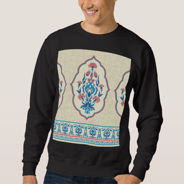 Sweatshirt Tissu floral ethnique : Élégance transparente (Devant)