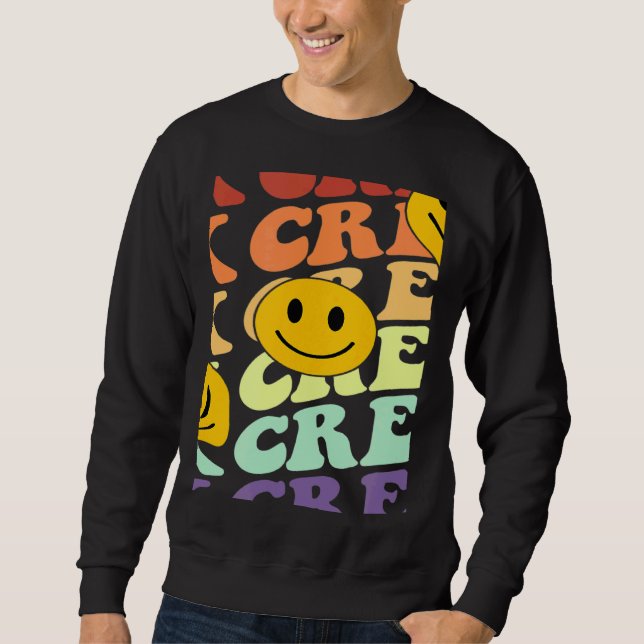 Sweatshirt Tk crew squad retro smile face Back To School kind (Devant)