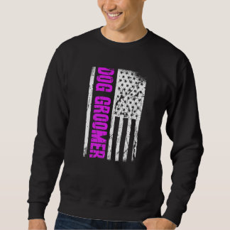 Sweatshirt Toiletteur de chien drapeau américain Premium