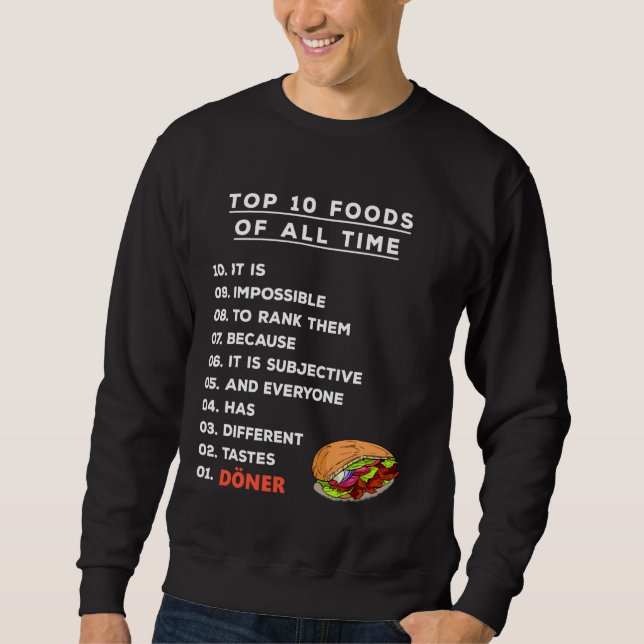 Sweatshirt Top 10 du classement alimentaire Döner Kebab (Devant)